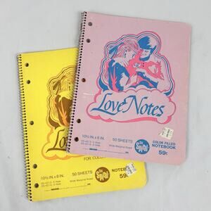 Vintage 1970s Westab Mead Love Notes Spiral Notebook Lot Color Filled Paper Rare